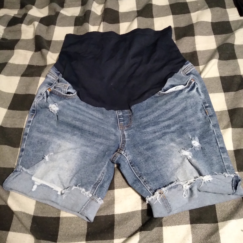 SPRING SALE**Women's Denim Maternity Shorts